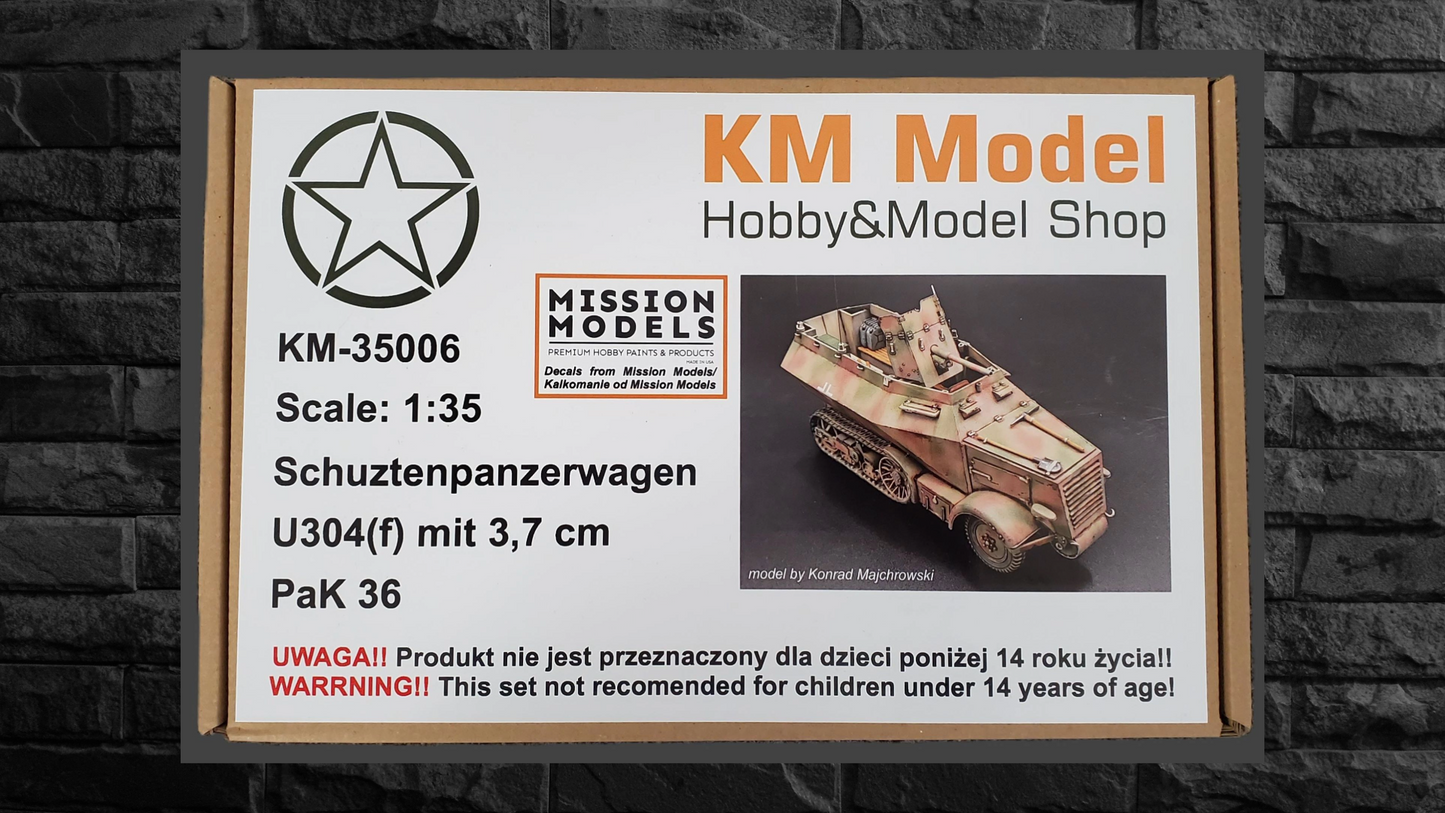KM Model - KM-35006 - 1/35 3D Printed Resin Kit - Schuztenpanzerwagen U304(f) mit 3.7cm Pak 36