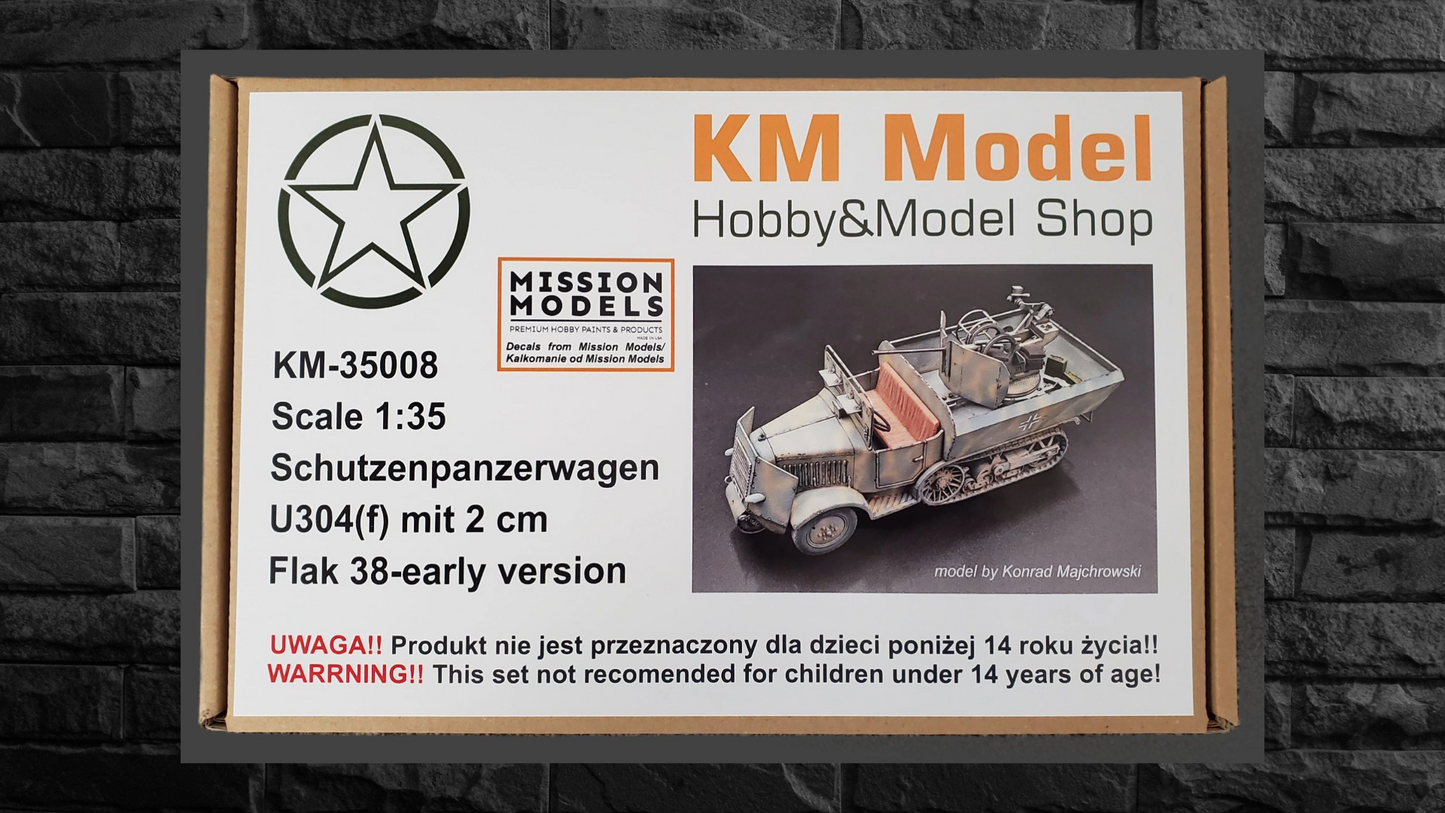 KM Model - KM-35008 - 1/35 3D Printed Resin Kit - Schutzenpanzerwagen U304(f) mit 2cm Flak 38-early version
